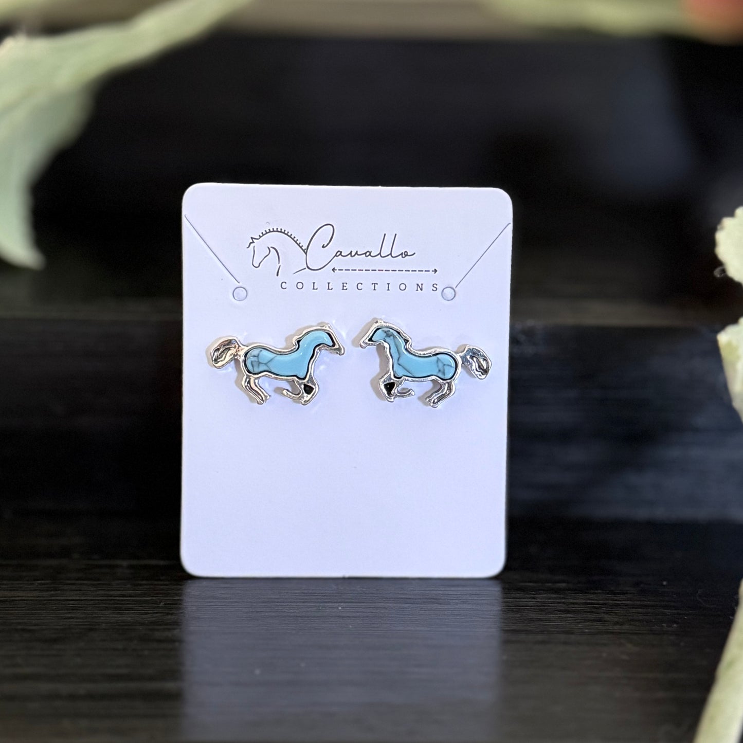 Blue Turquoise Horse Earrings