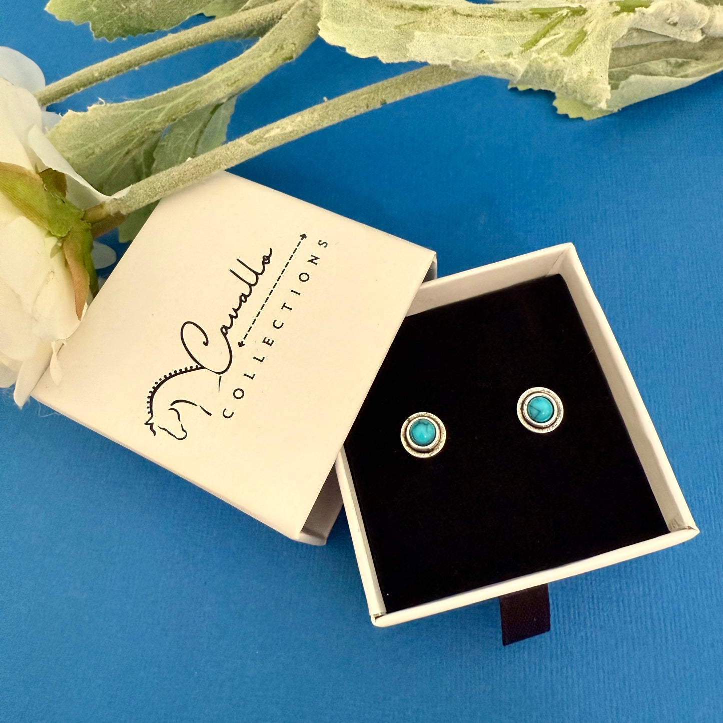 Turquoise Stone Stud Earrings – Timeless Western Elegance