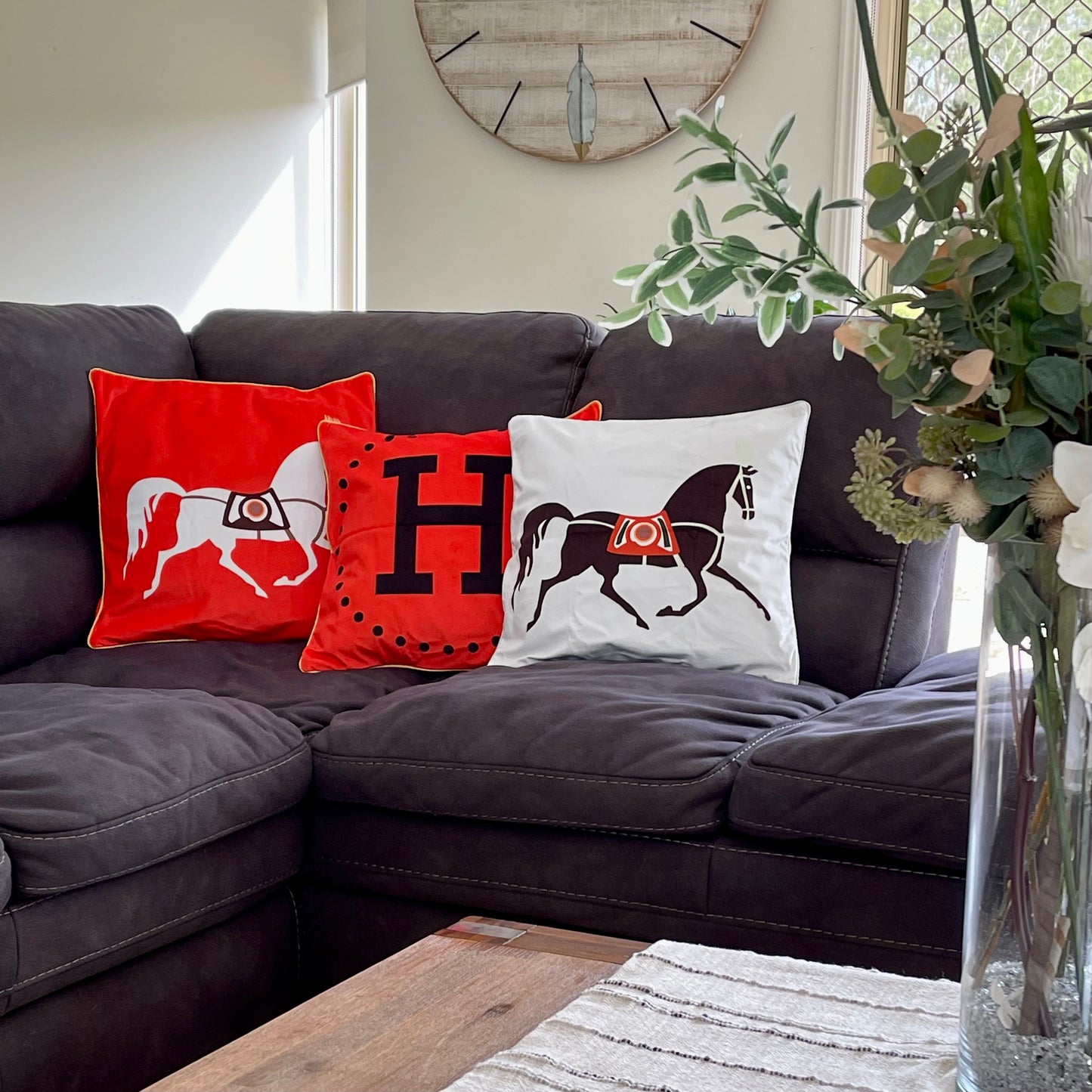 Luxury Equestrian "White Horse" Cushion Cover