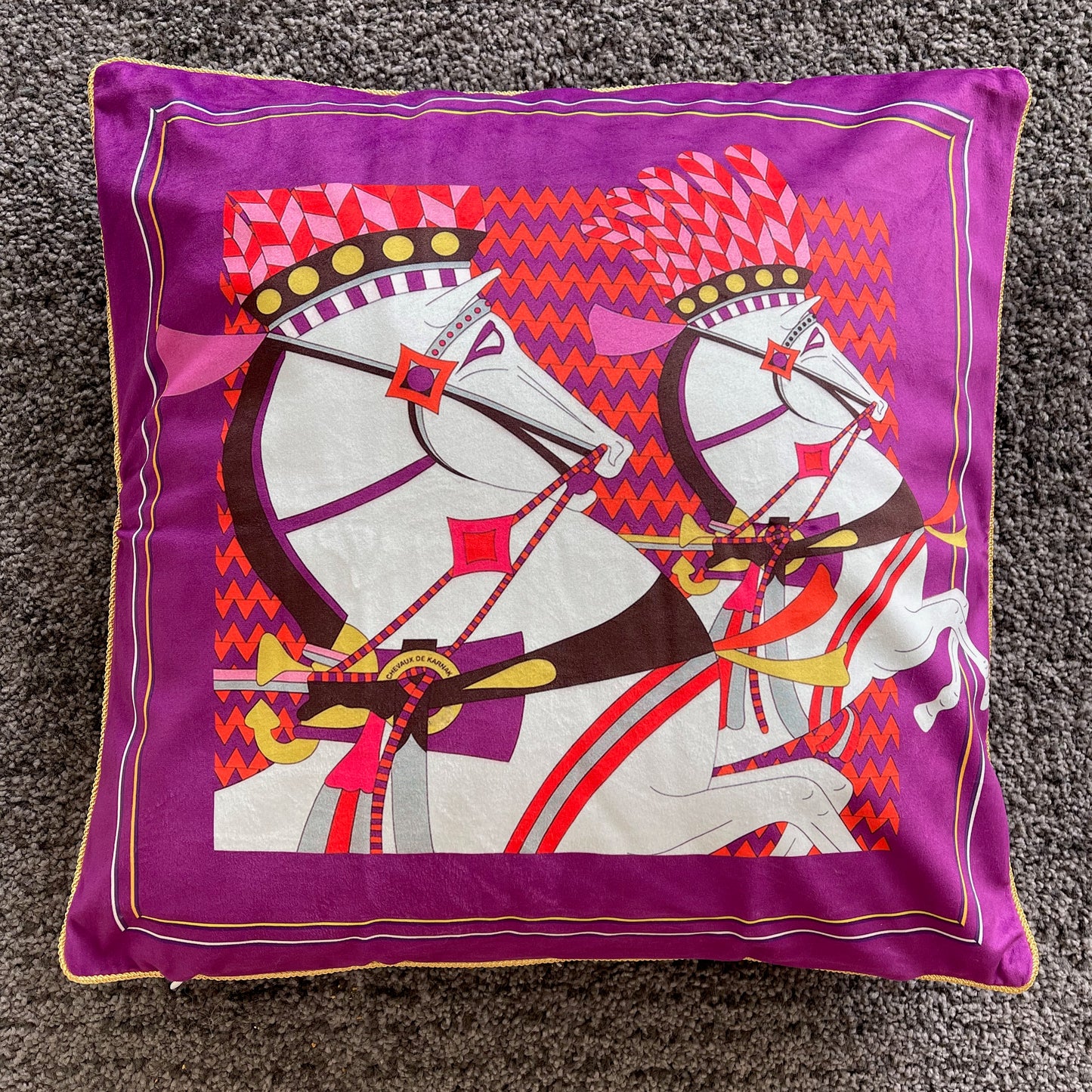 Luxury Equestrian "Purple Horse" Cushion Cover