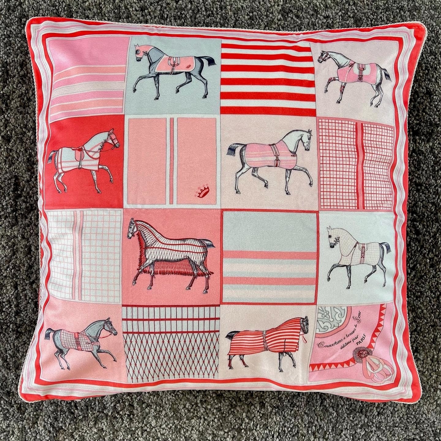 Luxury Equestrian  "Multi Horse White/Pink" Cushion Cover