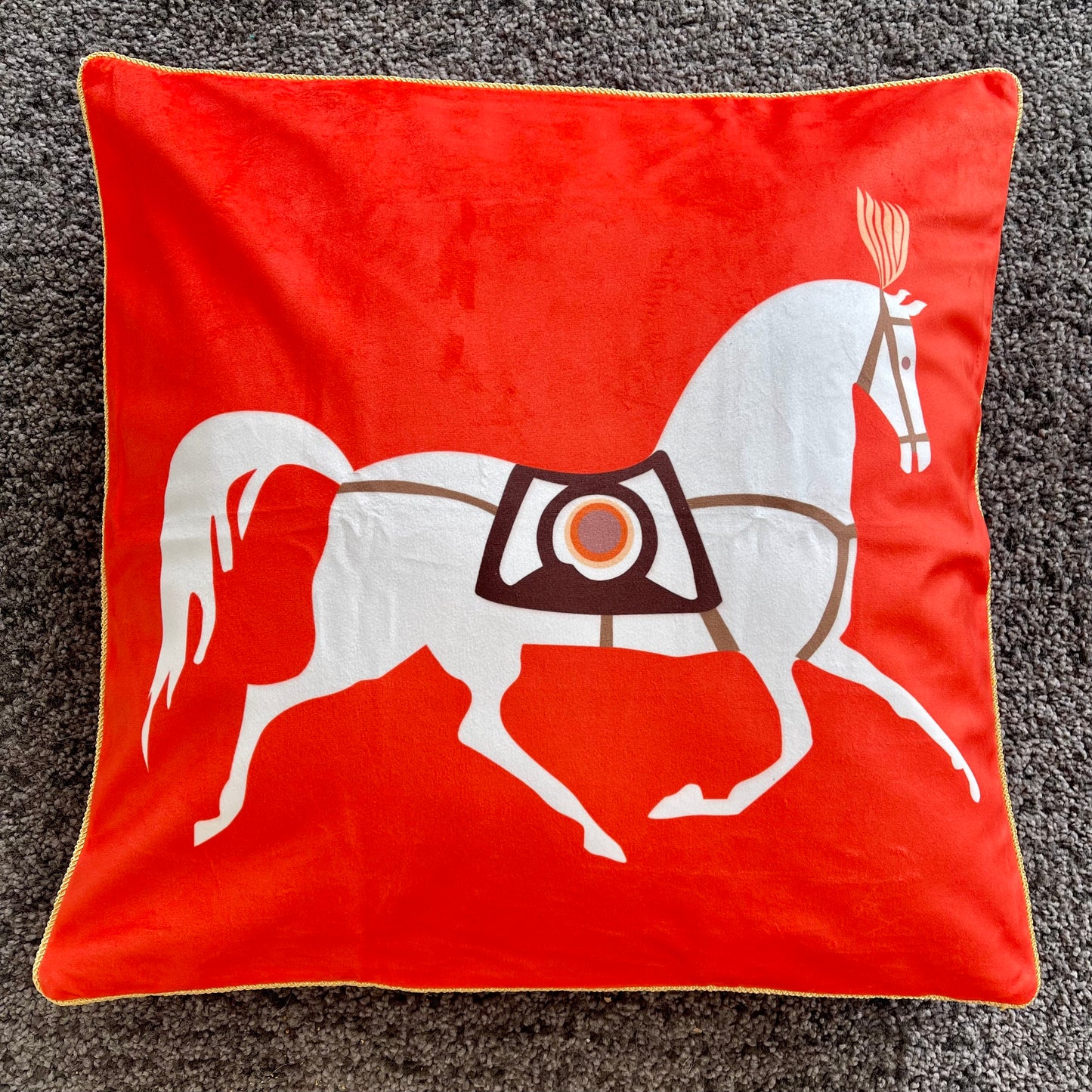 Luxury Equestrian "White Horse" Cushion Cover